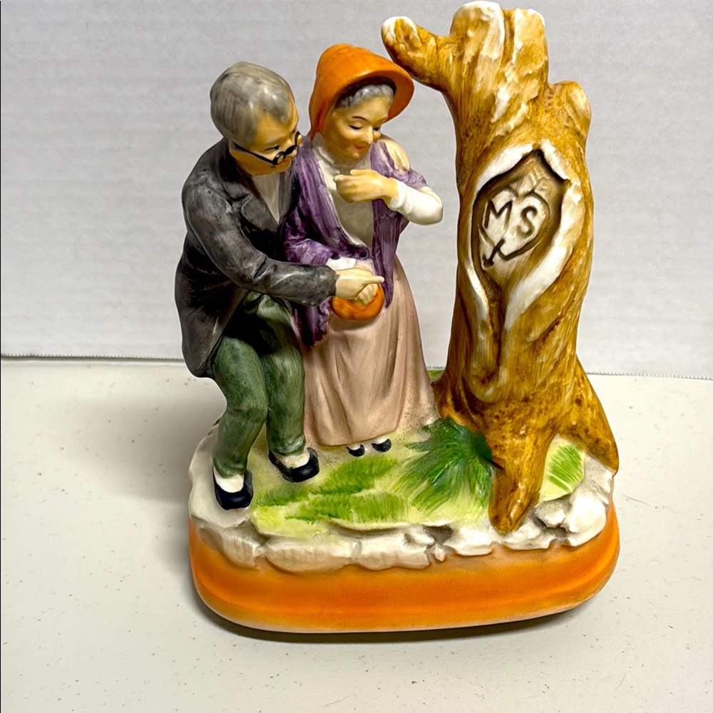 Those were the Days My Friend vintage ceramic figurines on spinning musical base